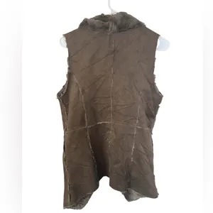 Altar'd State Boho Faux Fur Shearling Vest Brown Cozy Western Layering Jacket Size M thumbnail 3