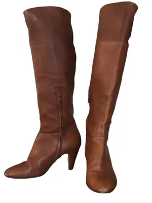 Cynthia Vincent Chestnut Brown Leather Riding Boots W/Heel (7) thumbnail 7