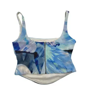 White Fox Boutique - Sleeveless Crop Top in Blue thumbnail 3