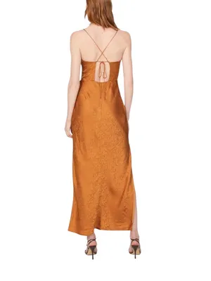 Jason Wu- Jacquard Slip Maxi Dress in Burnt Orange Size 8 thumbnail 2