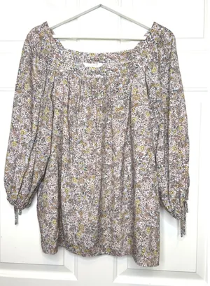 LC Lauren Conrad Floral Peasant Blouse L Multicolor Boho Square thumbnail 1