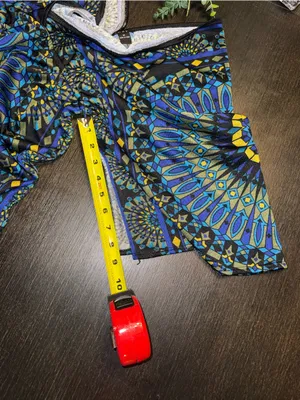 Boho Blue Geometric Mini Dress | V-Neck Bell Sleeve Bodycon Festival Resort thumbnail 7