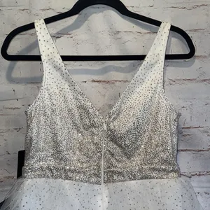 Lulus Dress Medium Sparkling White Tulle Ballerina Dream Cream Gold Skater Dress thumbnail 5