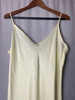 Aritzia Butter yellow lingerie inspired Slip Midi Dress Minimalist Luxury XL thumbnail 3