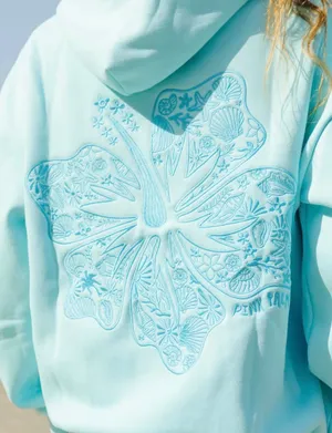 "Hawaii Hibiscus" Hoodie in Aquamarine thumbnail 1