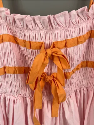 MABL size medium Pink Sundress with Orange Tie Straps thumbnail 5