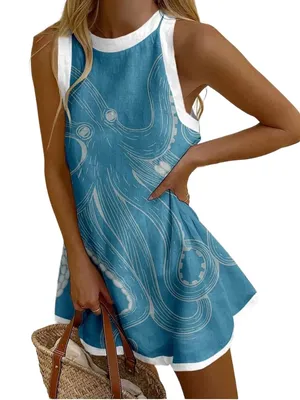 🐙👗 Women’s Boho Octopus Print Tank Dress – NEW! 👗🐙 thumbnail 4