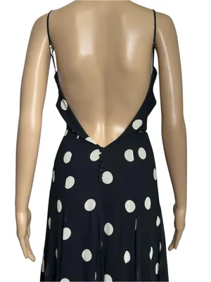 REFORMATION Fredo Polka Dot Midi Dress, Black, 0 (US) thumbnail 6