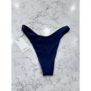NWT Quince Deep Navy High Rise High Leg Dipped Bikini Bottoms Size Small thumbnail 2