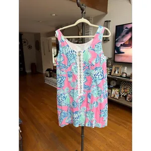Lilly Pulitzer Cathy shift dress vibrant pink, blue, and teal women's 14 thumbnail 2