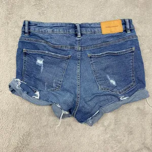 Zara Shorts Womens 4 Blue Zip Fly‎ Denim Jean Cut Off Low Rise Booty Ripped thumbnail 6