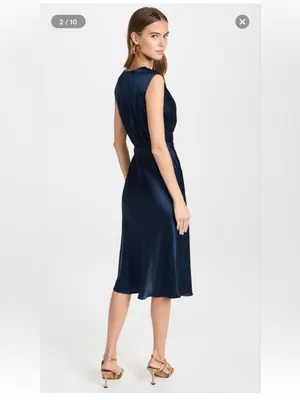 NWT Amanda Uprichard Matthew’s dress, navy blue “ink” 100% silk size XS thumbnail 4