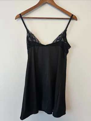 Forever 21 Black Lace-Trim Satin Slip Dress thumbnail 3