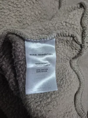 Kerri Rosenthal Beige Boyfriend Hoodie with Color-Block Smiley Back Size Large thumbnail 7