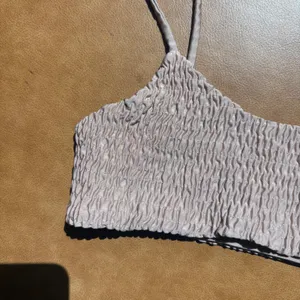 Champagne Nude Smocked Bikini Top Spaghetti Strap Bralette Swimwear Minimalist thumbnail 2