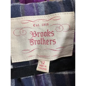 Brooks Brothers Purple Hooded Down Puffer Vest Plaid Lined Women Size 12 thumbnail 3
