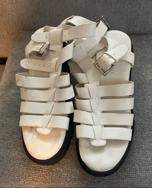 Altar'd State White Strappy Gladiator Sandals with Buckle thumbnail 1