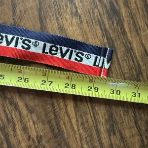 Vintage Levi's Belt Red White Blue Logo Striped Adjustable Fabric D Ring thumbnail 5