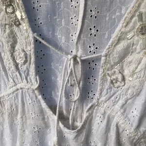 Antica Sartoria Cotton Embroidered Lace Swim coverup Top Dress sz M thumbnail 3