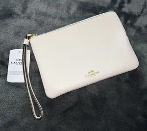 Coach Corner L Zip Pouch Wristlet in Chalk New with tag thumbnail 1