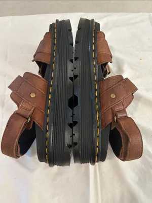 DR. MARTENS Zebzag Leather Sandal, Brown, Size 9, NWOT DISPLAY PAIR thumbnail 6