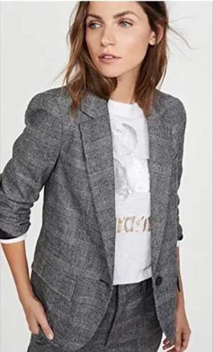 Isabel Marant Etoile Kice Plaid Blazer Grey Wool Blend Minimalist Capsule Sz 38 thumbnail 1