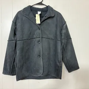 Banana Republic Reversible Vegan Suede Sherpa Jacket Gray Size XS NEW thumbnail 3
