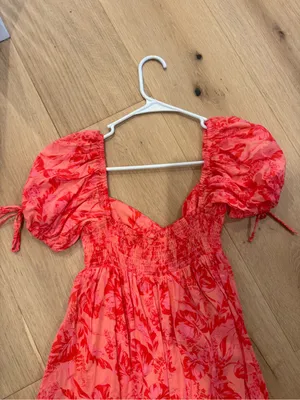 Vestique Coral-Red Floral Babydoll Dress thumbnail 5