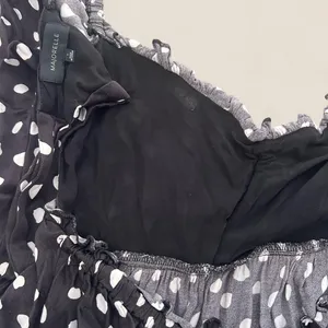 Majorelle black polka dot mini dress with ruffle details and tie-up front Small thumbnail 8
