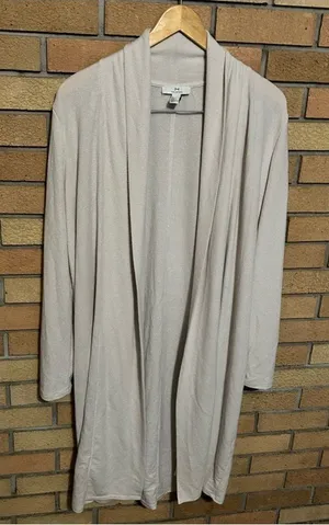 H by Halston Cardigan Sweater Open Front Long Beige Women’s Size M thumbnail 1