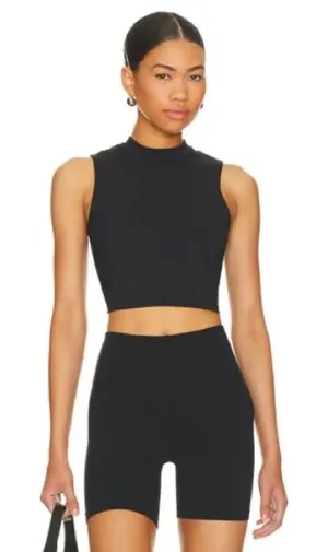 STRUT-THIS The Frankie Crop Top in Black Built In Unpadded Bra Size Medium thumbnail 1