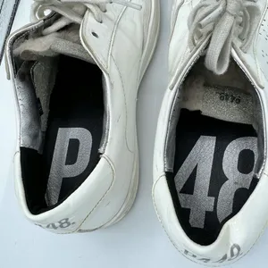 P448 John Sneaker Coated Leather Faux Fur Tongue Lace Up Shoes Size 38 thumbnail 9