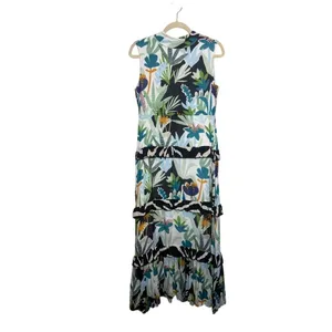 Oliphant Sleeveless Mock Neck Tiered Sleeveless Maxi Dress Sz. S thumbnail 2