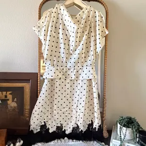 Commense Polka Dot Top & Lace Trim maxi Skirt Set Large thumbnail 3