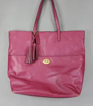 Coach Legacy Tote Women L Pink Leather Turnlock Tassel Shoulder Bag 26461 thumbnail 1