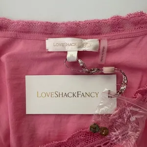 LoveShackFancy Sanaya Dress XL Vivid Pink‎ Long Sleeve Ruffle Tiered Lace Trim thumbnail 12