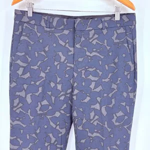 Banana Republic Avery Pant Women 10 Blue Grey Floral Ankle Trousers Preppy thumbnail 4
