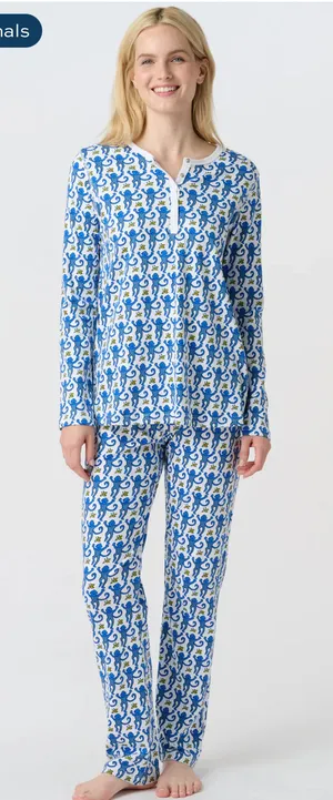Roller Rabbit Pajamas Blue Monkey Long Sleeve thumbnail 1
