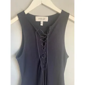 Derek Lam 10 Crosby Ribbed Tank Dress Black Laceup Witchy Midi Y2K XS Bodycon thumbnail 5