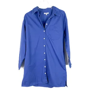 NWT Madewell Mini Shirtdress in Regenerative Chino Long Sleeve Blue Size Small S thumbnail 2
