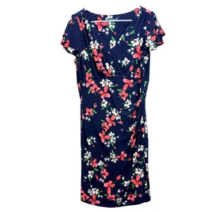 Ralph Lauren Blue Coral Floral Flutter Sleeve Stretch Sheath Dress Size 14 thumbnail 3