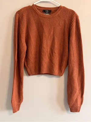 Lulus Rust Open Back Cropped Knit‎ Sweater Medium thumbnail 1
