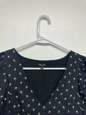 Madewell V-Neck Puff-Sleeve Mini Dress in Floral Ikat - NEW thumbnail 8