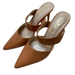 LULU'S Faire Tan High Heeled Mules Shoes Pointed Toe - Size 7 thumbnail 1