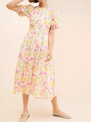 Anthropologie En Saison Ula Midi Dress in Pink Fruits Multi Size Medium thumbnail 2
