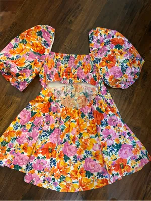 Altar'd State Cyndella Floral Puff Dress Floral-Print Puff Sleeves Size XL NWT thumbnail 5