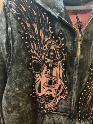 Deceiver Graphic Zip Hoodie Sweater L Black Distressed Y2K Gothic Grunge thumbnail 4