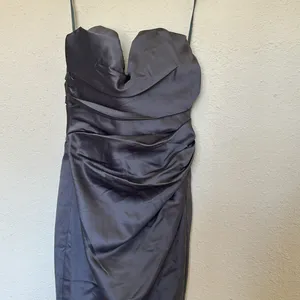 House of CB Fleur SHADOW SATIN STRAPLESS GOWN corset gray maxi dress size L NWOT thumbnail 12