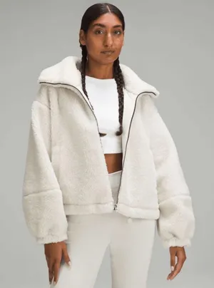 Lululemon Cinchable Fleece Zip-Up Sherpa Teddy Jacket Size 4 thumbnail 1