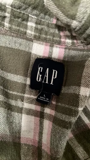 Green pink Gap flannel plaid womens large   thumbnail 3